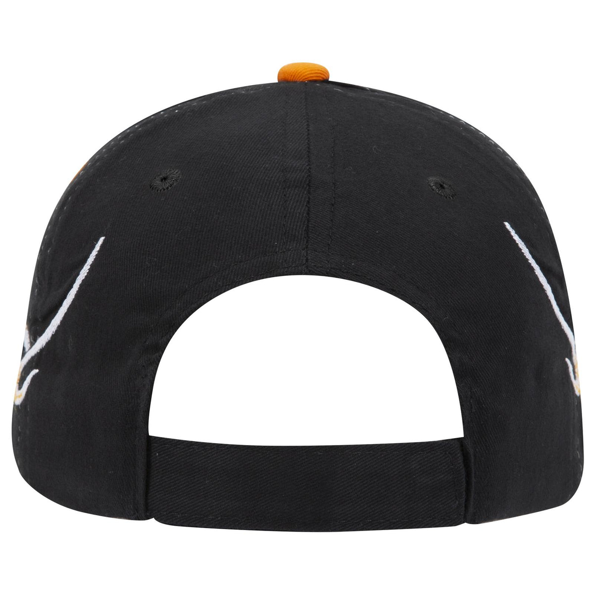 Rear View of 039965D - Blk/Com/B.Org OTTO CAP 6 Panel Low Profile Baseball Cap