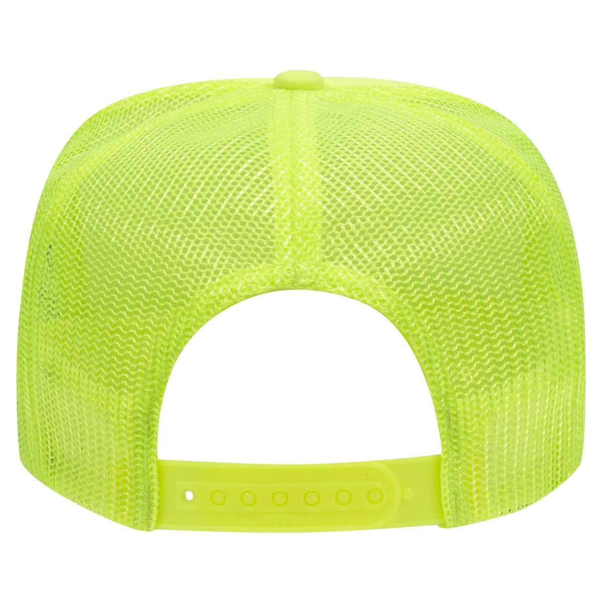 Rear View of 040 - N. Yellow OTTO CAP 5 Panel High Crown Mesh Back Trucker Hat