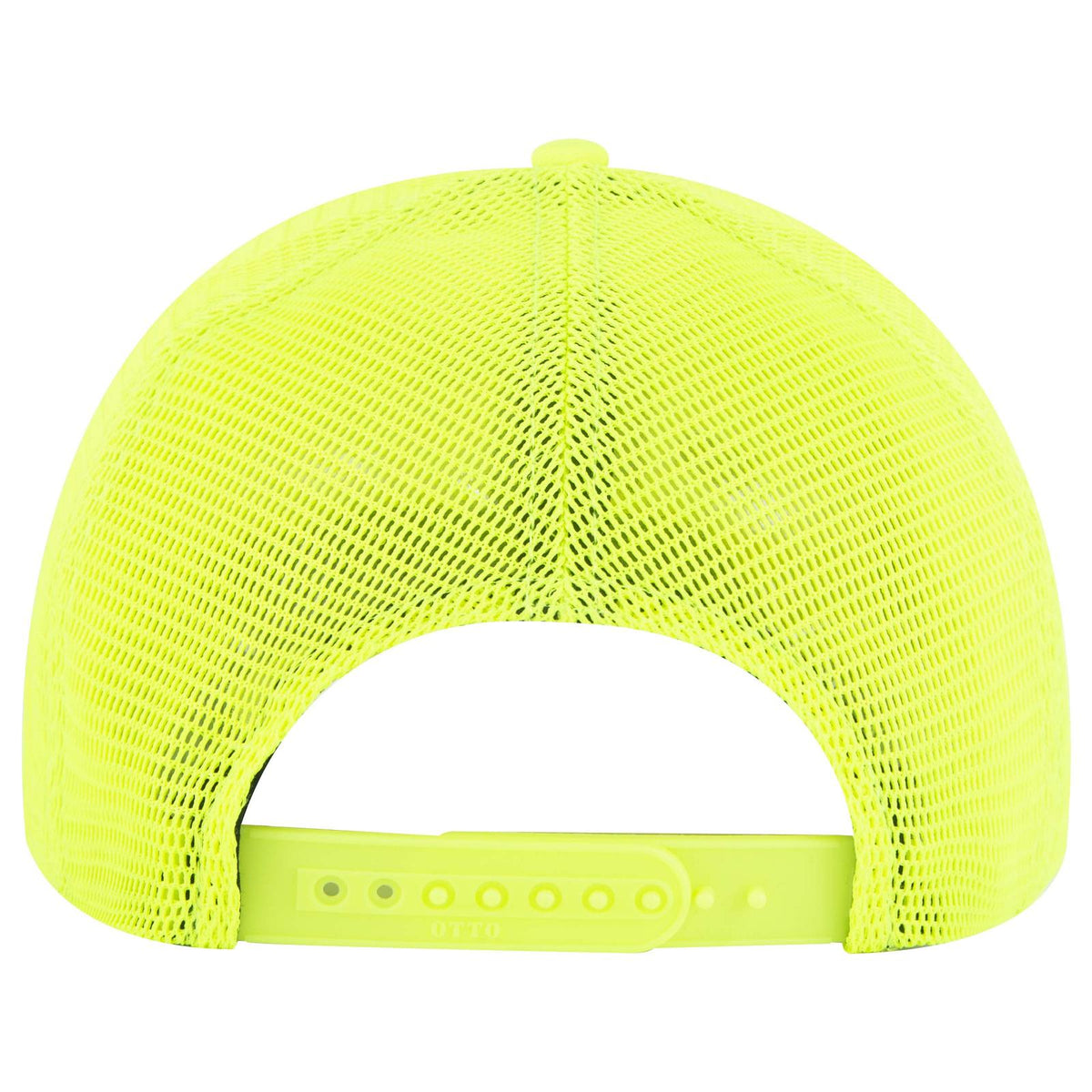 Rear View of 040 - N. Yellow OTTO CAP "OTTO COMFY FIT" 6 Panel Low Profile Mesh Back Trucker Hat