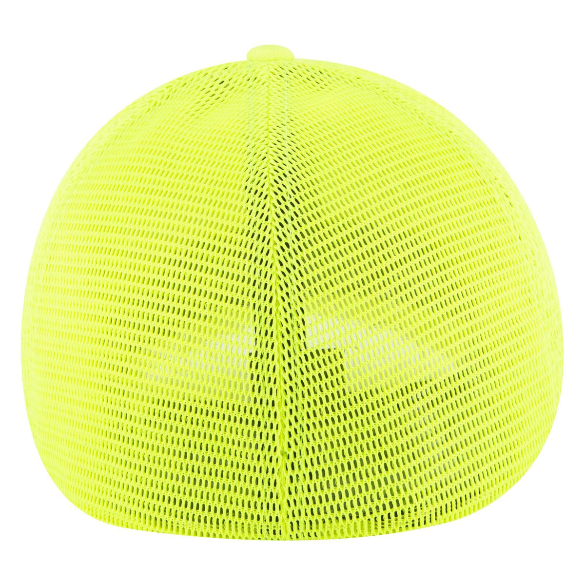 Rear View of 040 - N. Yellow OTTO CAP "OTTO FLEX" Fitted 6 Panel Low Profile Mesh Back Trucker Hat