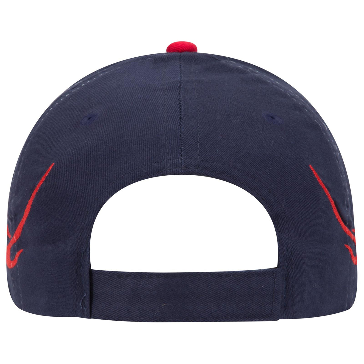 Rear View of 040202D - Nvy/Red/Red OTTO CAP 6 Panel Low Profile Baseball Cap