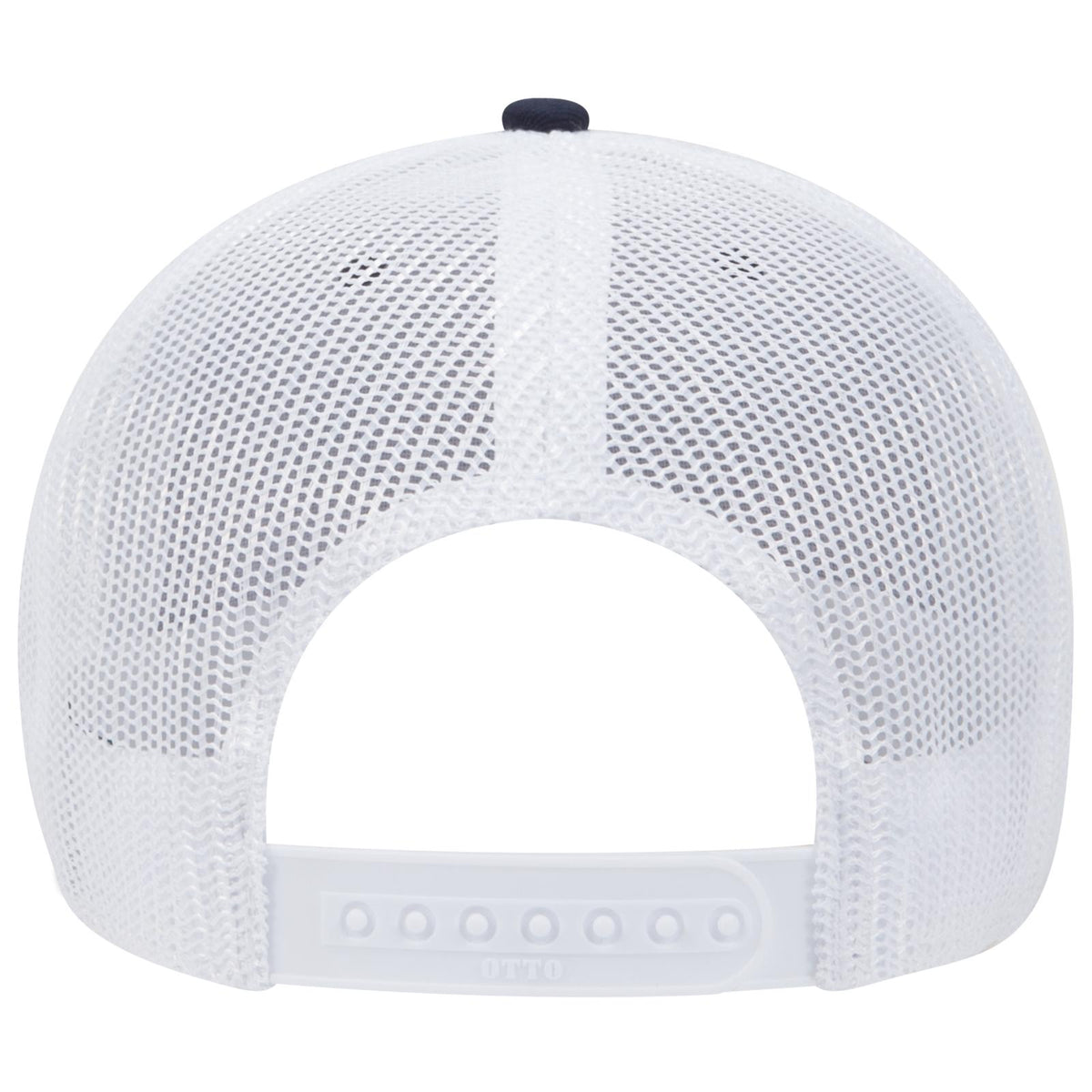 Rear View of 040216 - Nvy/Red/Wht OTTO CAP 6 Panel Low Profile Mesh Back Trucker Hat