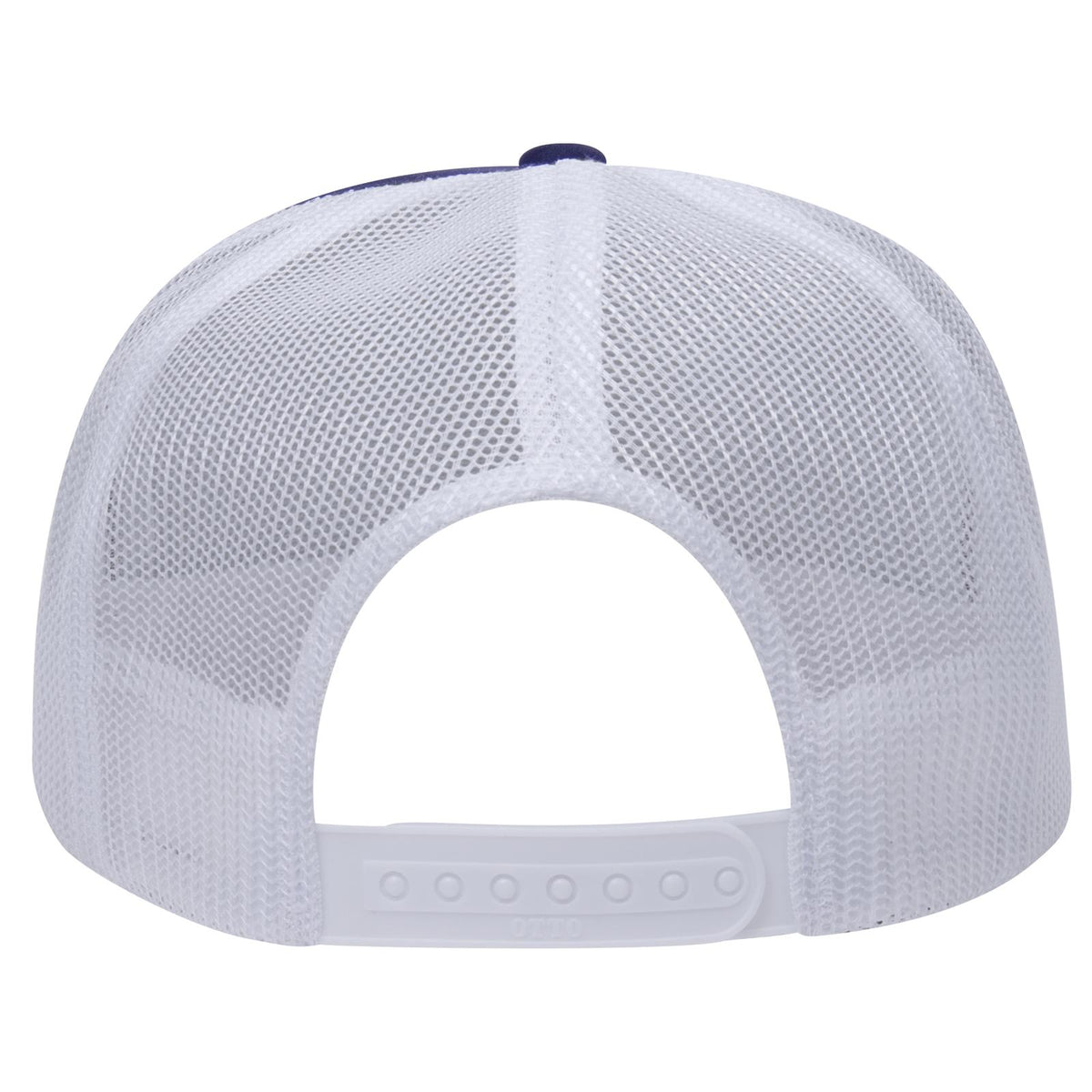 Rear View of 040416 - Nvy/Nvy/Wht OTTO CAP 5 Panel High Crown Mesh Back Trucker Hat