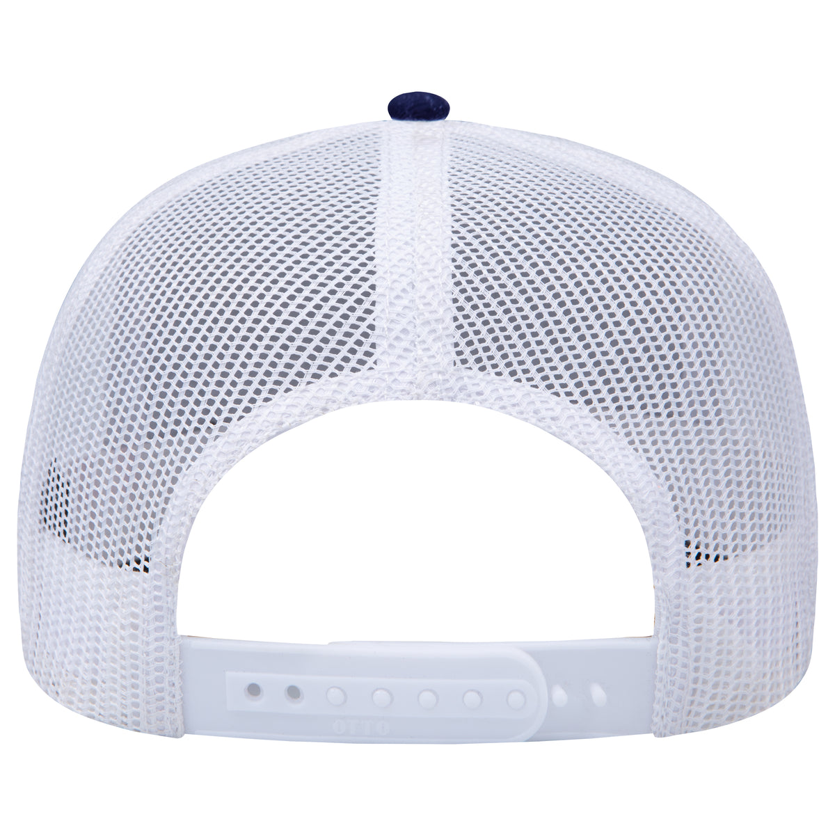 Rear View of 040416 - Nvy/Nvy/Wht OTTO CAP 5 Panel Low Profile Mesh Back Trucker Hat