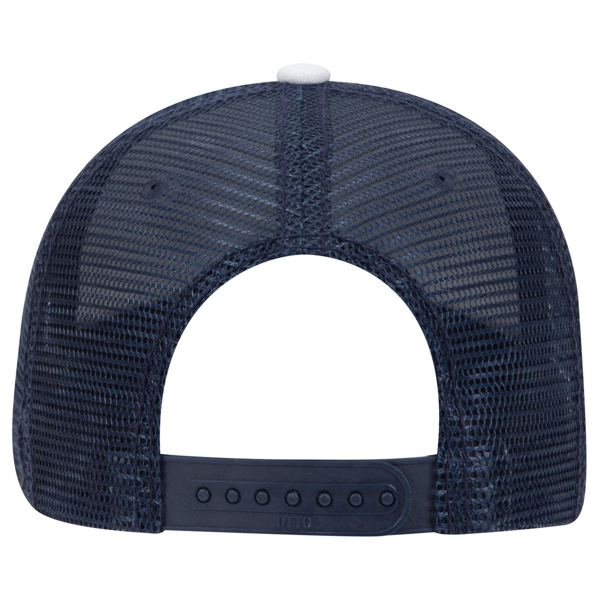 Rear View of 040416 - Nvy/Nvy/Wht OTTO CAP 6 Panel Low Profile Mesh Back Trucker Hat