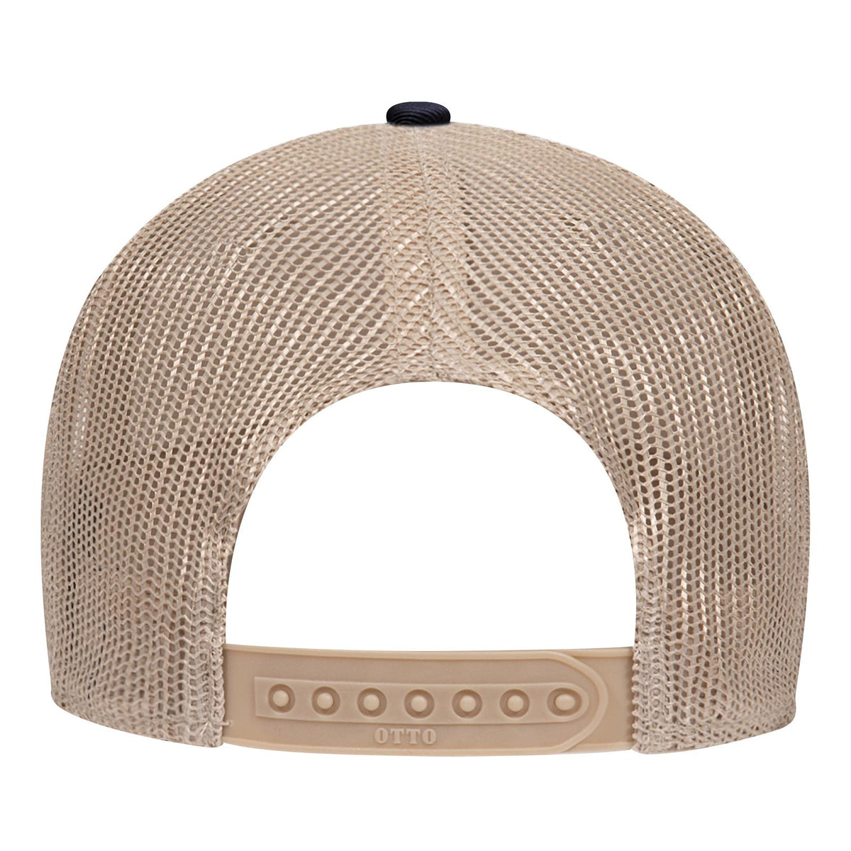 Rear View of 040432 - Nvy/Nvy/Kha OTTO CAP 6 Panel Low Profile Mesh Back Trucker Hat
