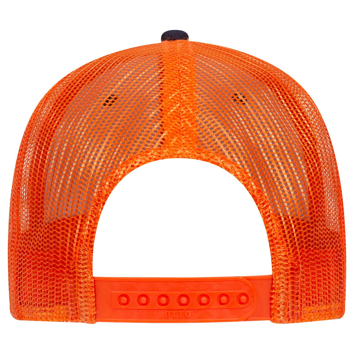 Rear View of 040462 - Nvy/Nvy/Org OTTO CAP 6 Panel Low Profile Mesh Back Trucker Hat