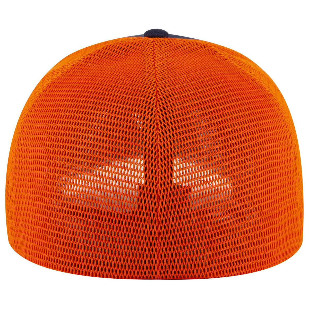 Rear View of 040462 - Nvy/Nvy/Org OTTO CAP "OTTO FLEX" Fitted 6 Panel Low Profile Mesh Back Trucker Hat