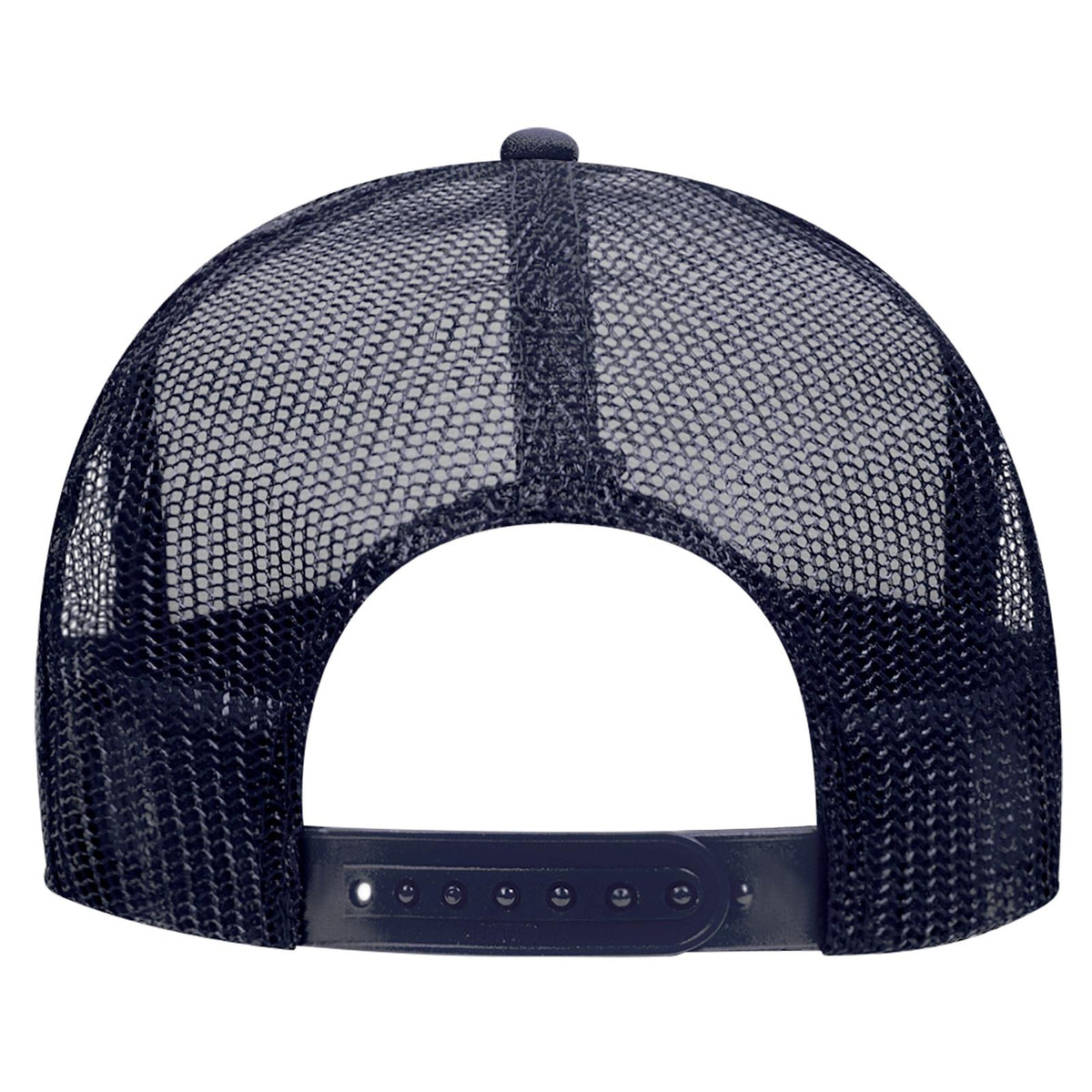 Rear View of 040604 - Nvy/Gld/Nvy OTTO CAP 5 Panel High Crown Mesh Back Trucker Hat