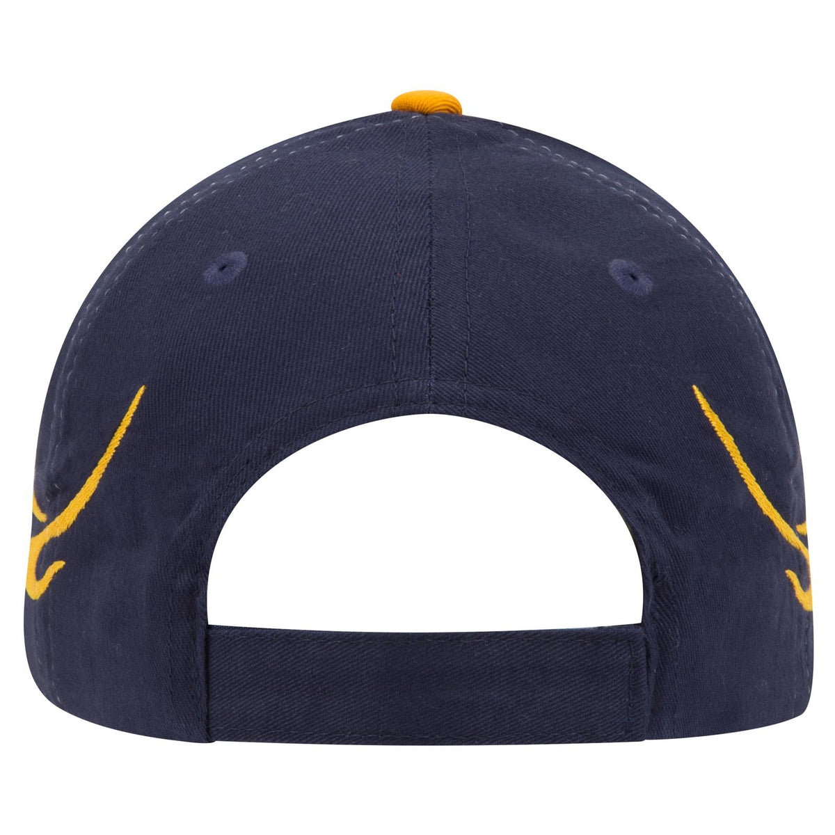 Rear View of 040606D - Nvy/Gld/Gld OTTO CAP 6 Panel Low Profile Baseball Cap