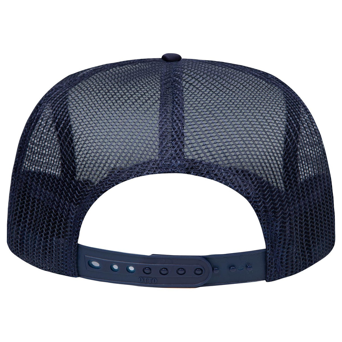 Rear View of 041604 - Nvy/Wht/Nvy OTTO CAP "OTTO SNAP" 5 Panel High Crown Mesh Back Trucker Snapback Hat