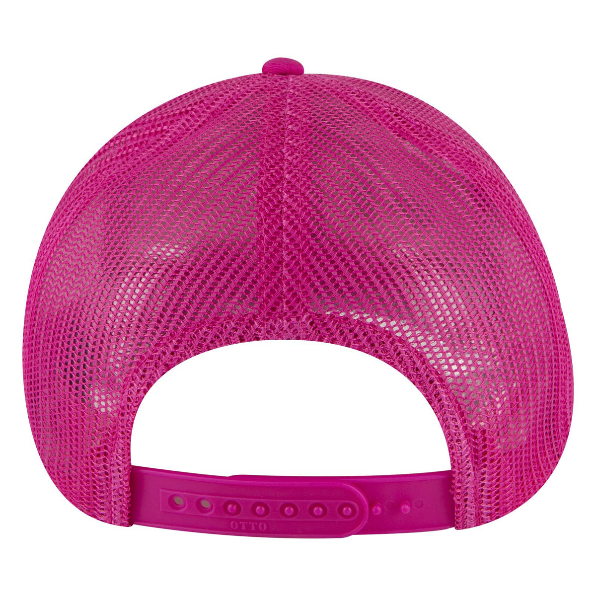 Rear View of 042 - Hot Pink OTTO CAP 6 Panel Low Profile Mesh Back Trucker Hat