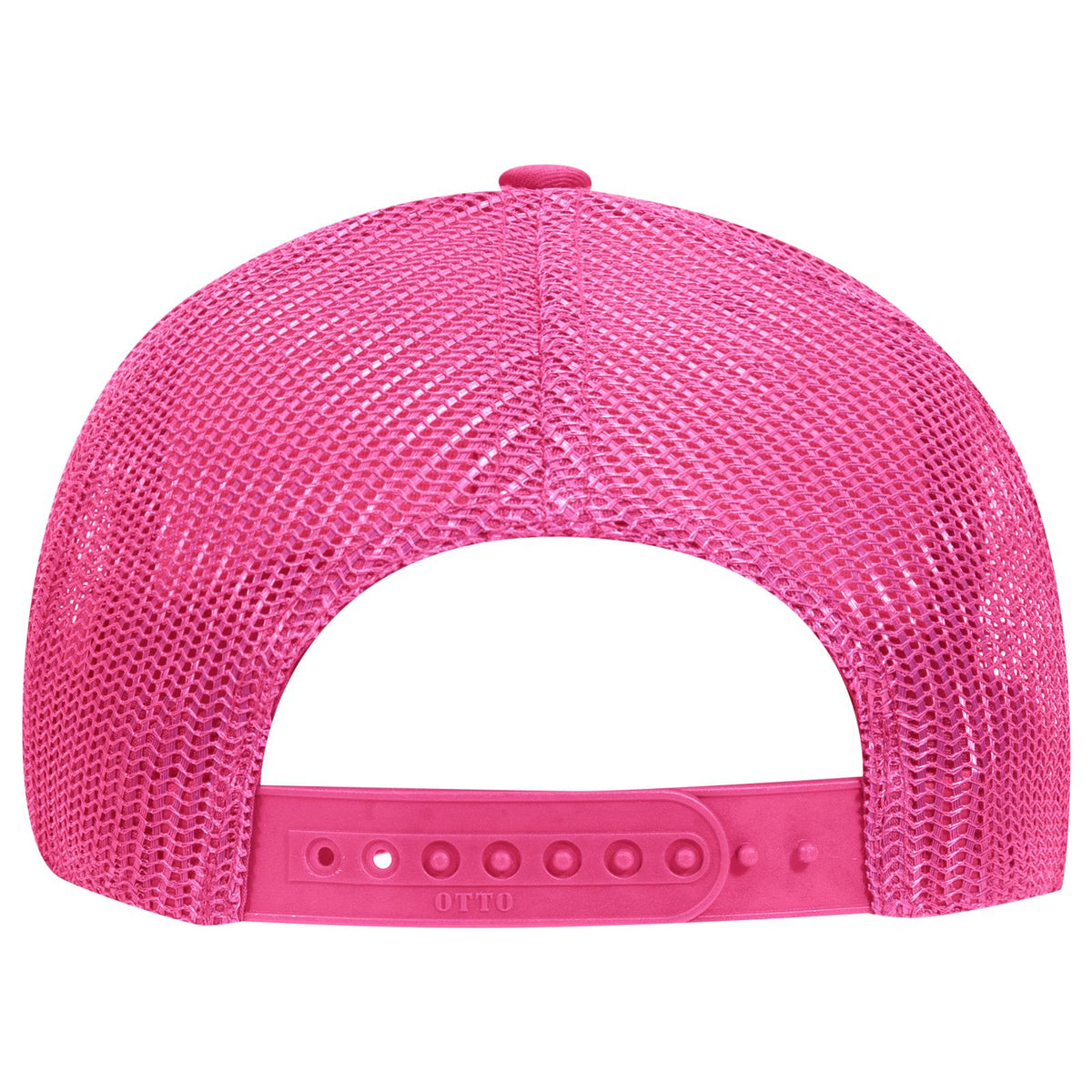 Rear View of 042 - Hot Pink OTTO CAP 6 Panel Low Profile Mesh Back Trucker Hat