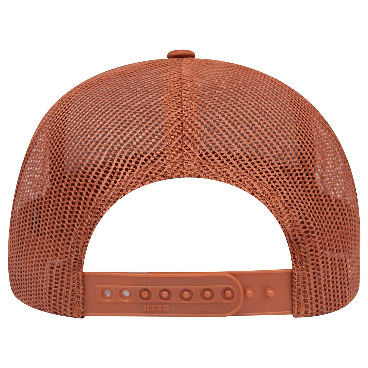Rear View of 044 - Tx. Orange OTTO CAP 6 Panel Mid Profile Mesh Back Trucker Hat