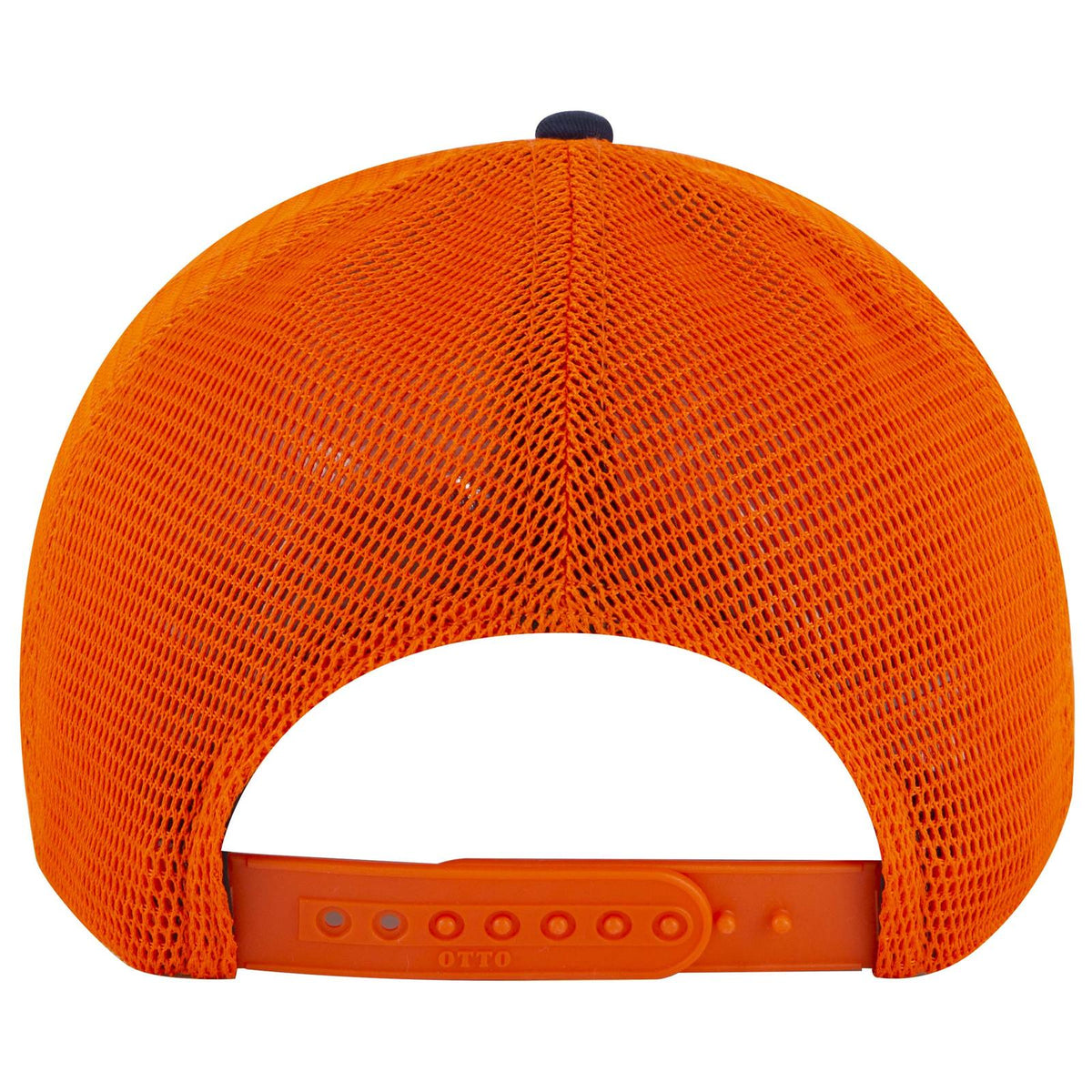 Rear View of 046262 - Nvy/Org/Org OTTO CAP "OTTO COMFY FIT" 6 Panel Low Profile Mesh Back Trucker Hat