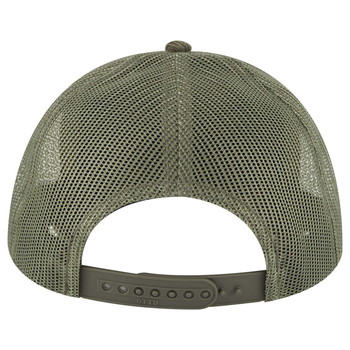 Rear View of 046F - Dk Ol Grn OTTO CAP 6 Panel Low Profile Mesh Back Trucker Hat