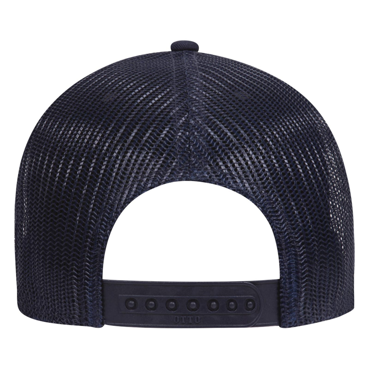 Rear View of 047404 - Navy/HeatherGray/Navy OTTO CAP 6 Panel Low Profile Mesh Back Trucker Hat