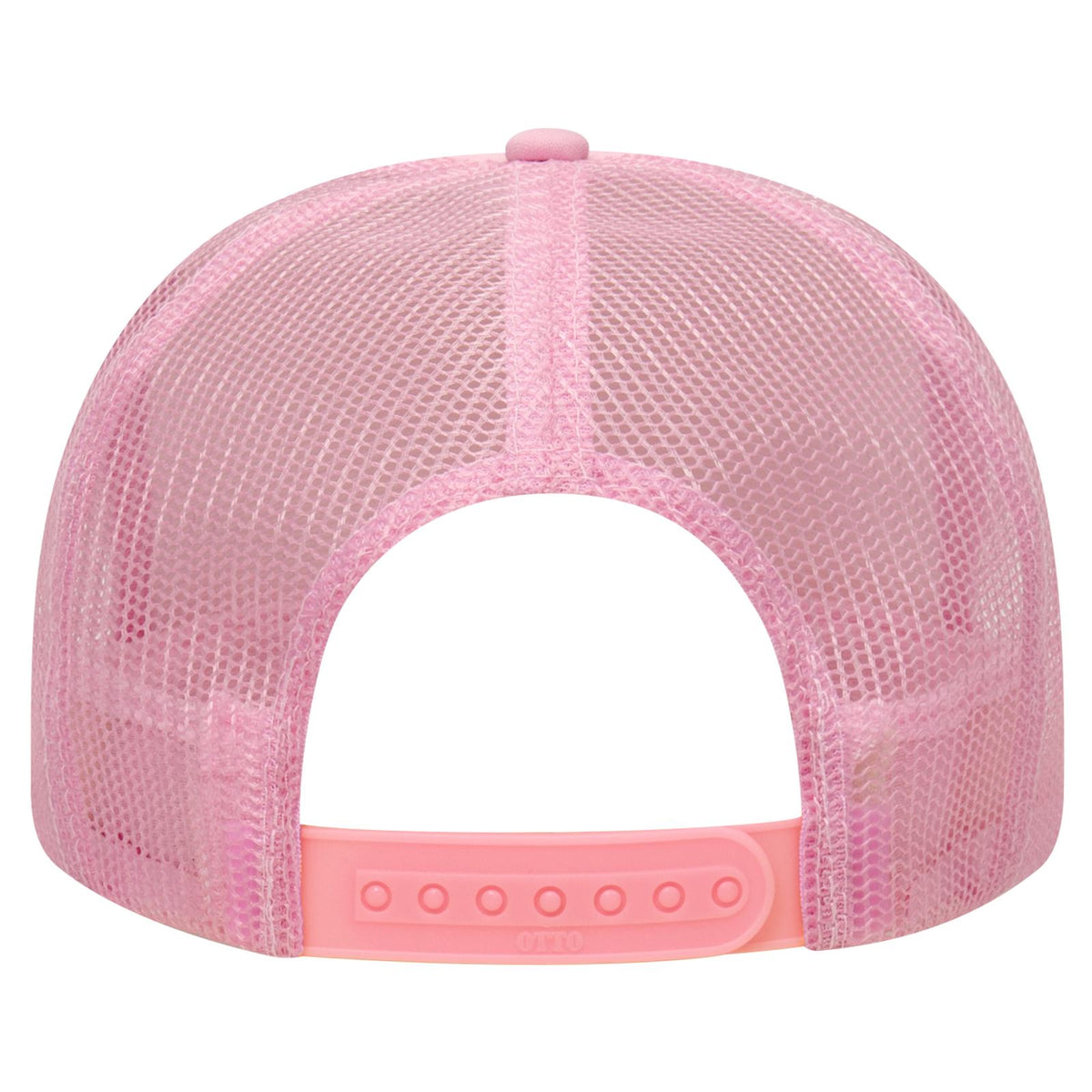 Rear View of 050 - Pink OTTO CAP 5 Panel High Crown Mesh Back Trucker Hat