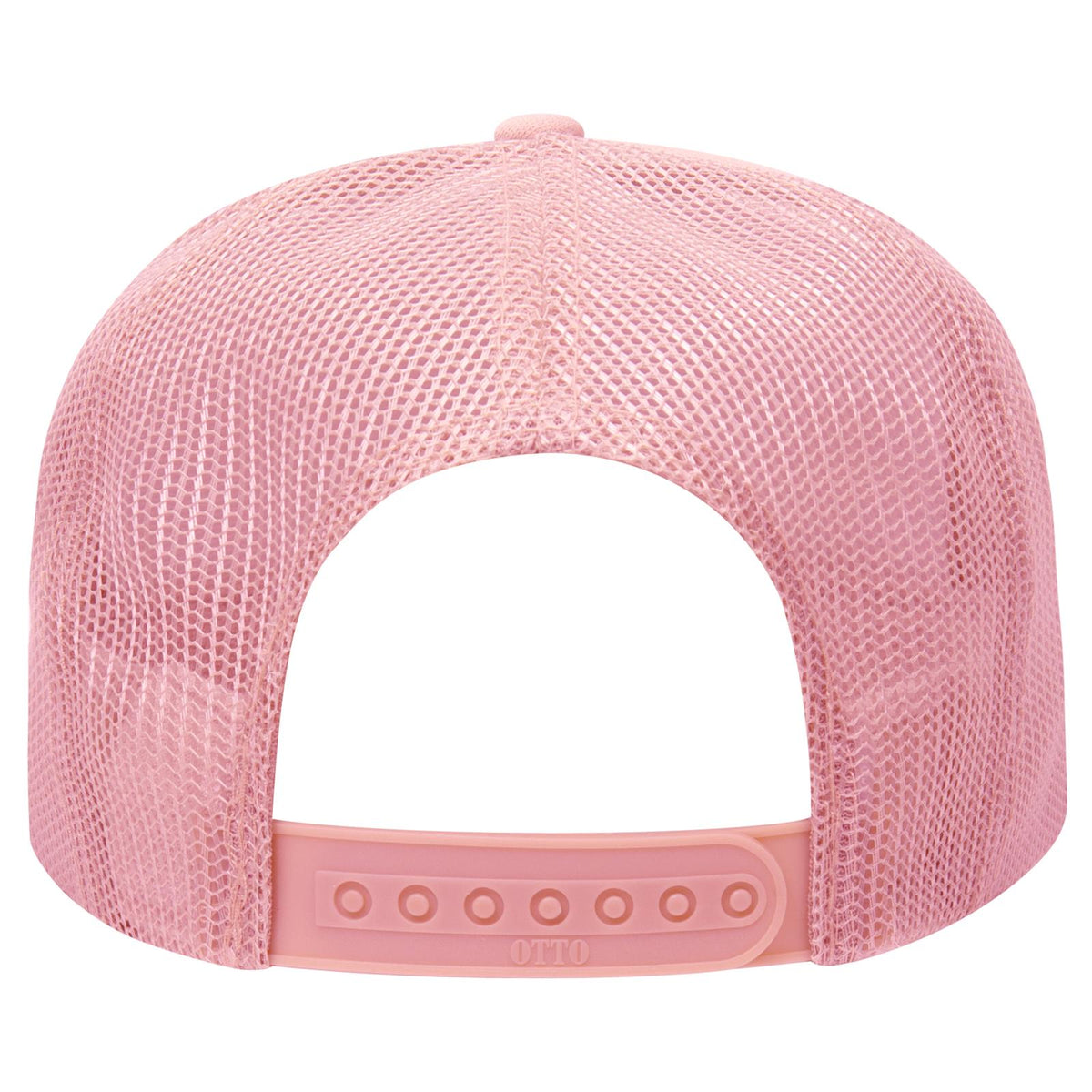 Rear View of 050 - Pink OTTO CAP 5 Panel High Crown Mesh Back Trucker Hat