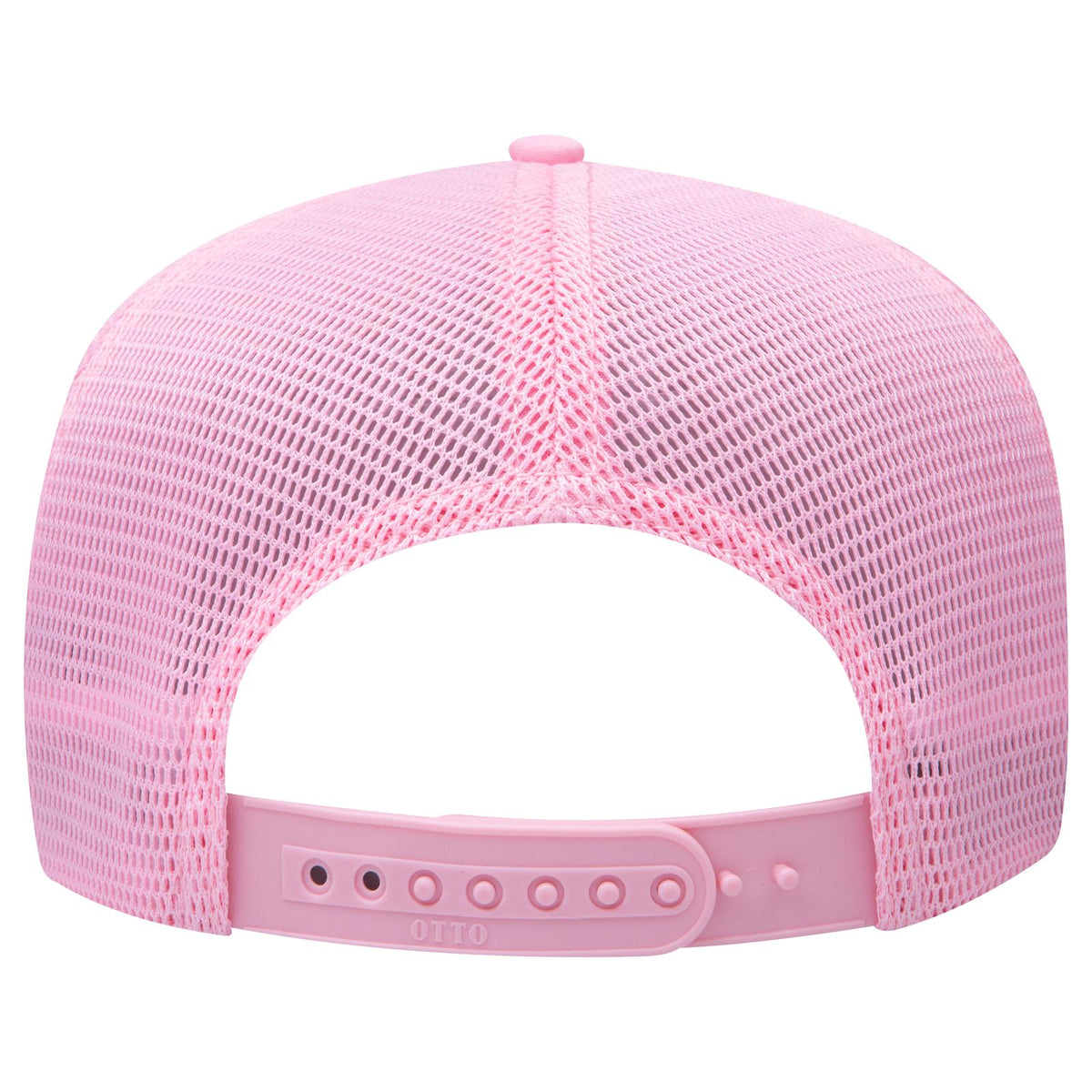 Rear View of 050 - Pink OTTO CAP "OTTO COMFY FIT" 5 Panel High Crown Mesh Back Trucker Hat