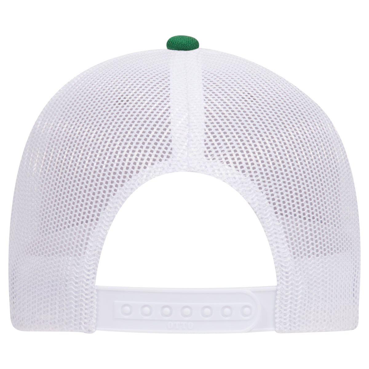 Rear View of 057416 - Kelly/HeatherGray/White OTTO CAP 6 Panel Low Profile Mesh Back Trucker Hat