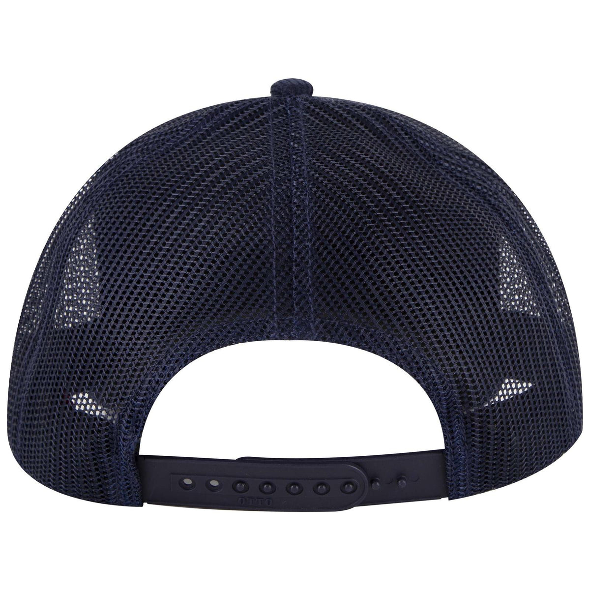 Rear View of 067F - Nv Blu OTTO CAP 6 Panel Low Profile Mesh Back Trucker Hat