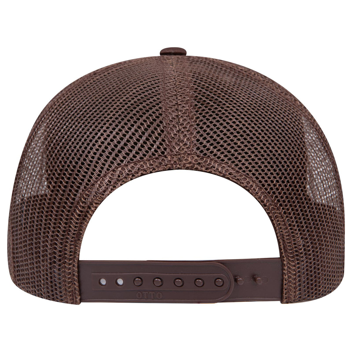 Rear View of 073107 - Brn/Natrl/Brn OTTO CAP 6 Panel Mid Profile Mesh Back Trucker Hat