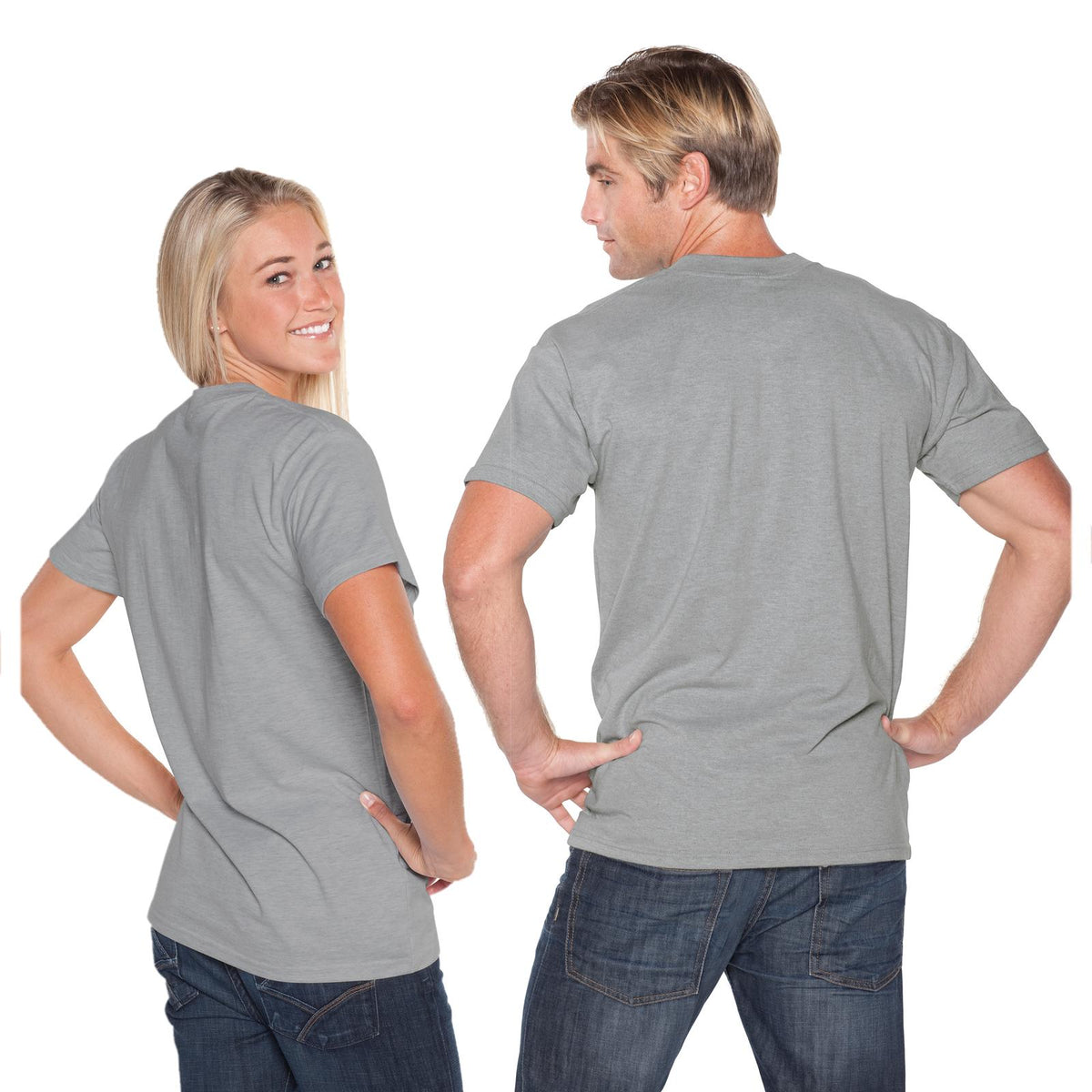 Rear View of 074 - Heath. Gray OTTO Unisex Heavyweight Comfy Tee T-Shirt