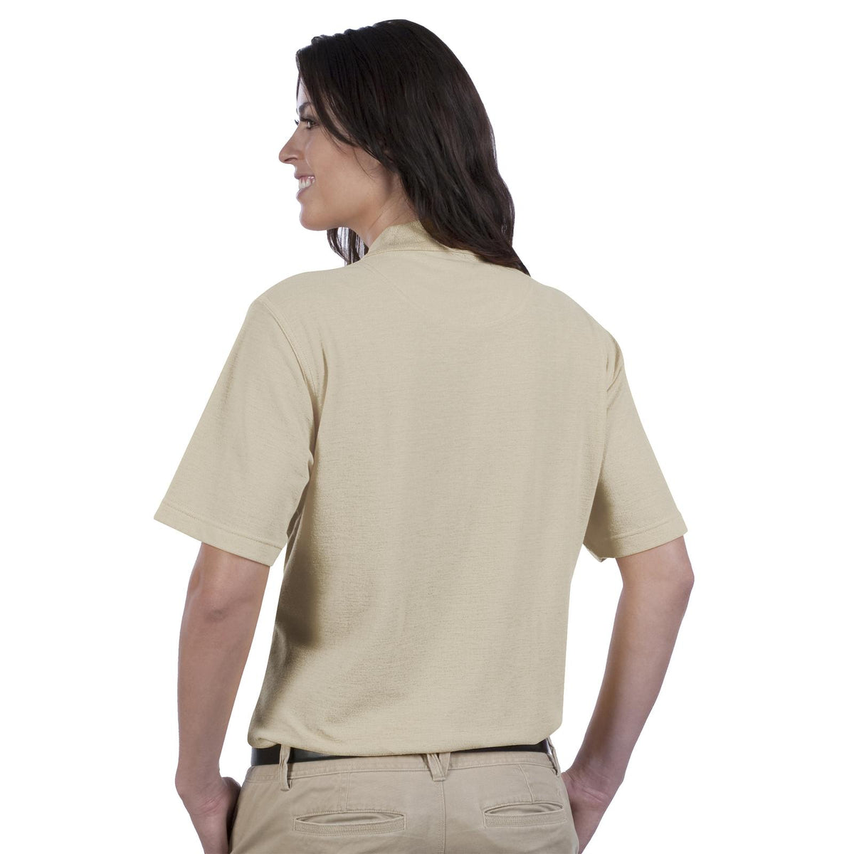 Rear View of 077 - Sand OTTO Ladies' Comfortable Sport Shirt