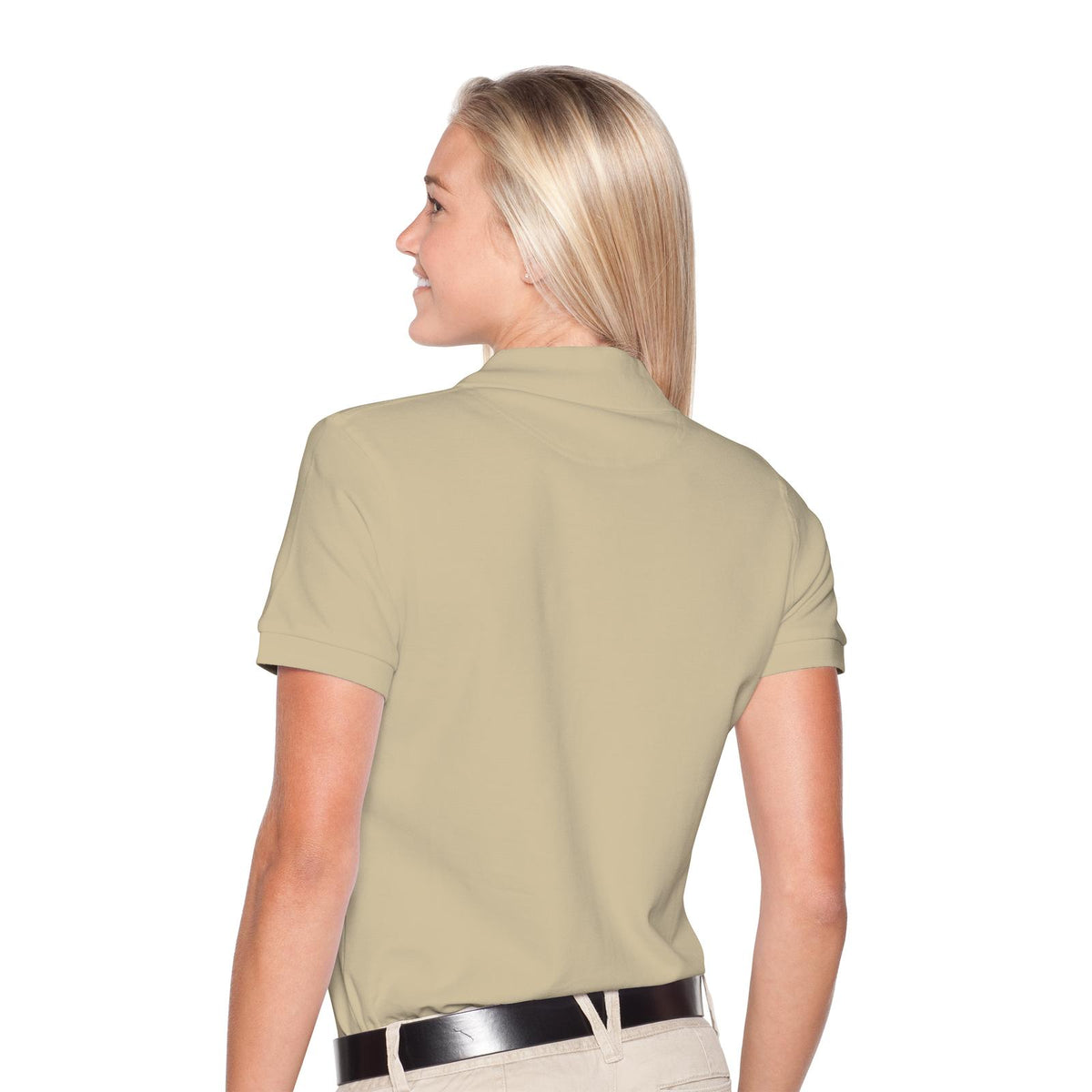 Rear View of 077 - Sand OTTO Ladies' Premium Sport Shirt