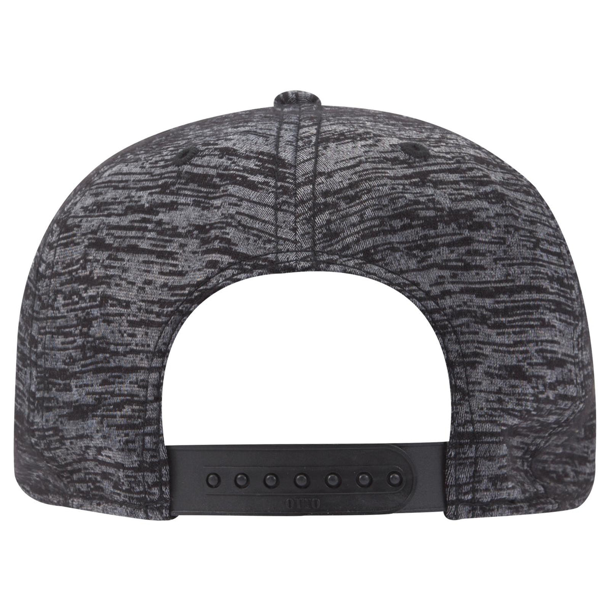 Rear View of 080 - Heath. Black OTTO CAP "OTTO SNAP" 6 Panel Mid Profile Snapback Hat