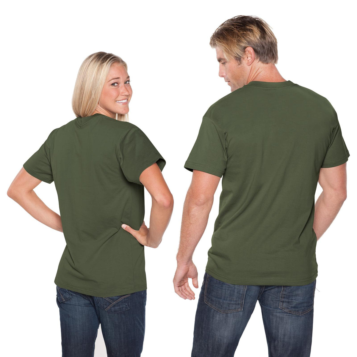Rear View of 083 - Mil. Green OTTO Unisex Heavyweight Comfy Tee T-Shirt