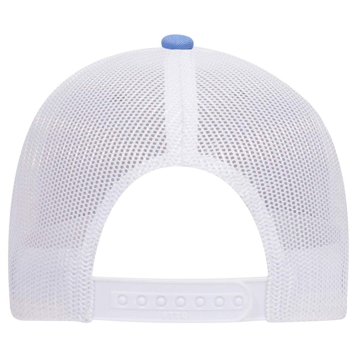 Rear View of 087416 - ColombianBlue/HeatherGray/White OTTO CAP 6 Panel Low Profile Mesh Back Trucker Hat