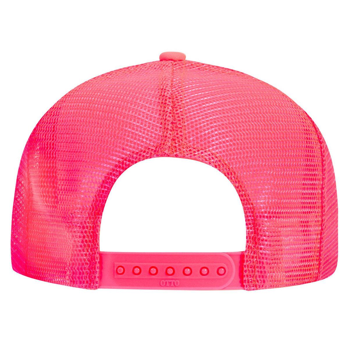 Rear View of 089 - N. Pink OTTO CAP 5 Panel High Crown Mesh Back Trucker Hat