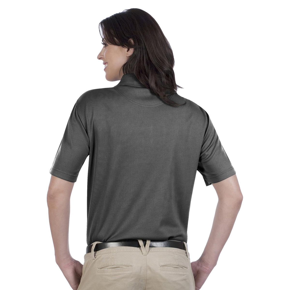 Rear View of 090 - Steel Gray OTTO Ladies' Performance Sport Shirt