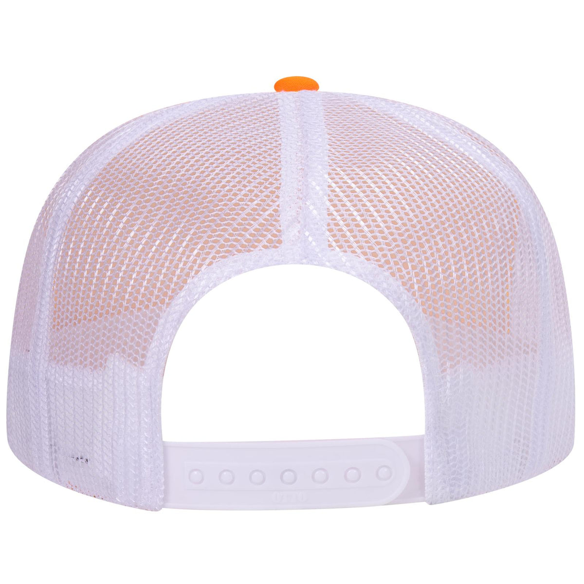Rear View of 090916 - N Org/N Org/Wht OTTO CAP 5 Panel High Crown Mesh Back Trucker Hat