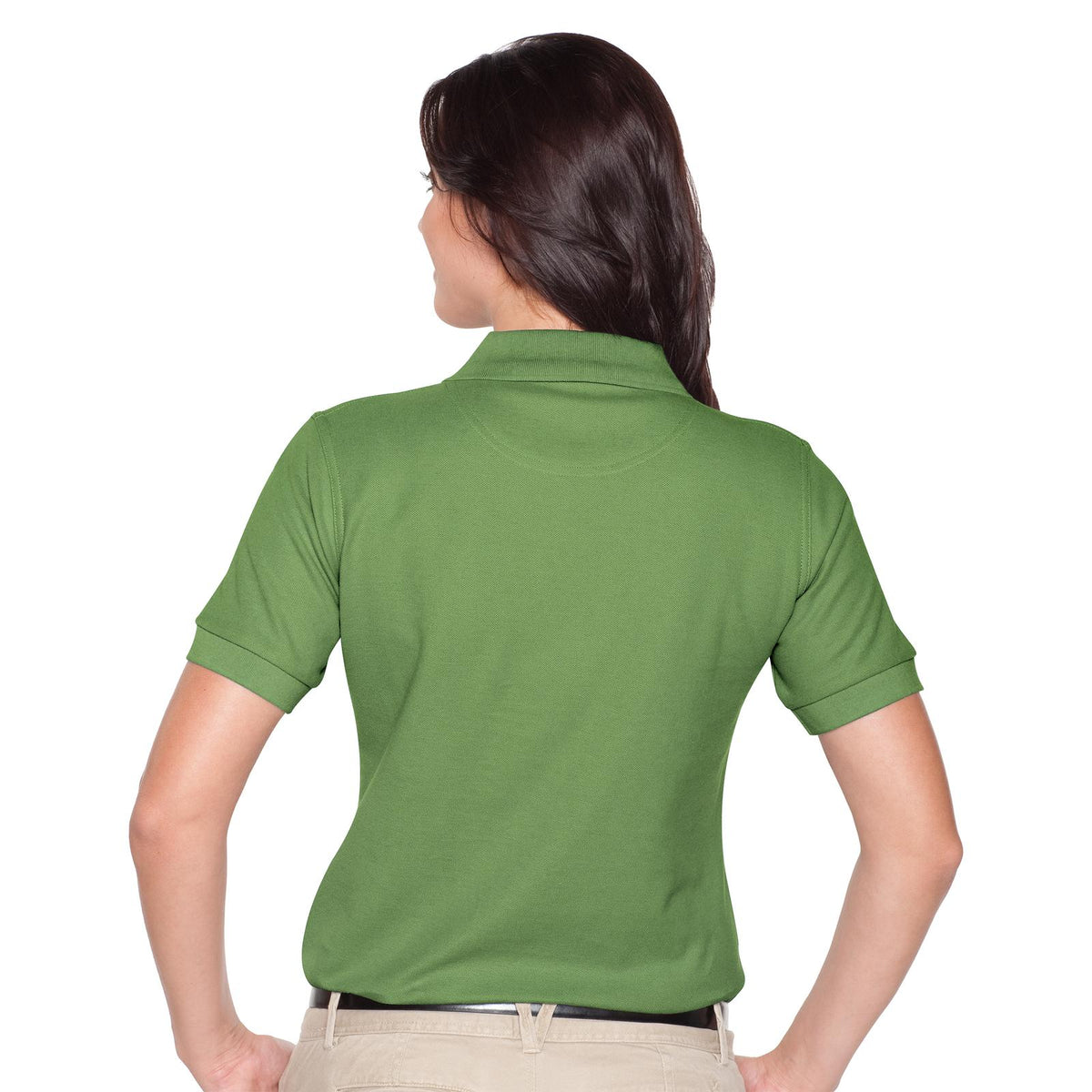 Rear View of 091 - Cactus Green OTTO Ladies' Premium Sport Shirt
