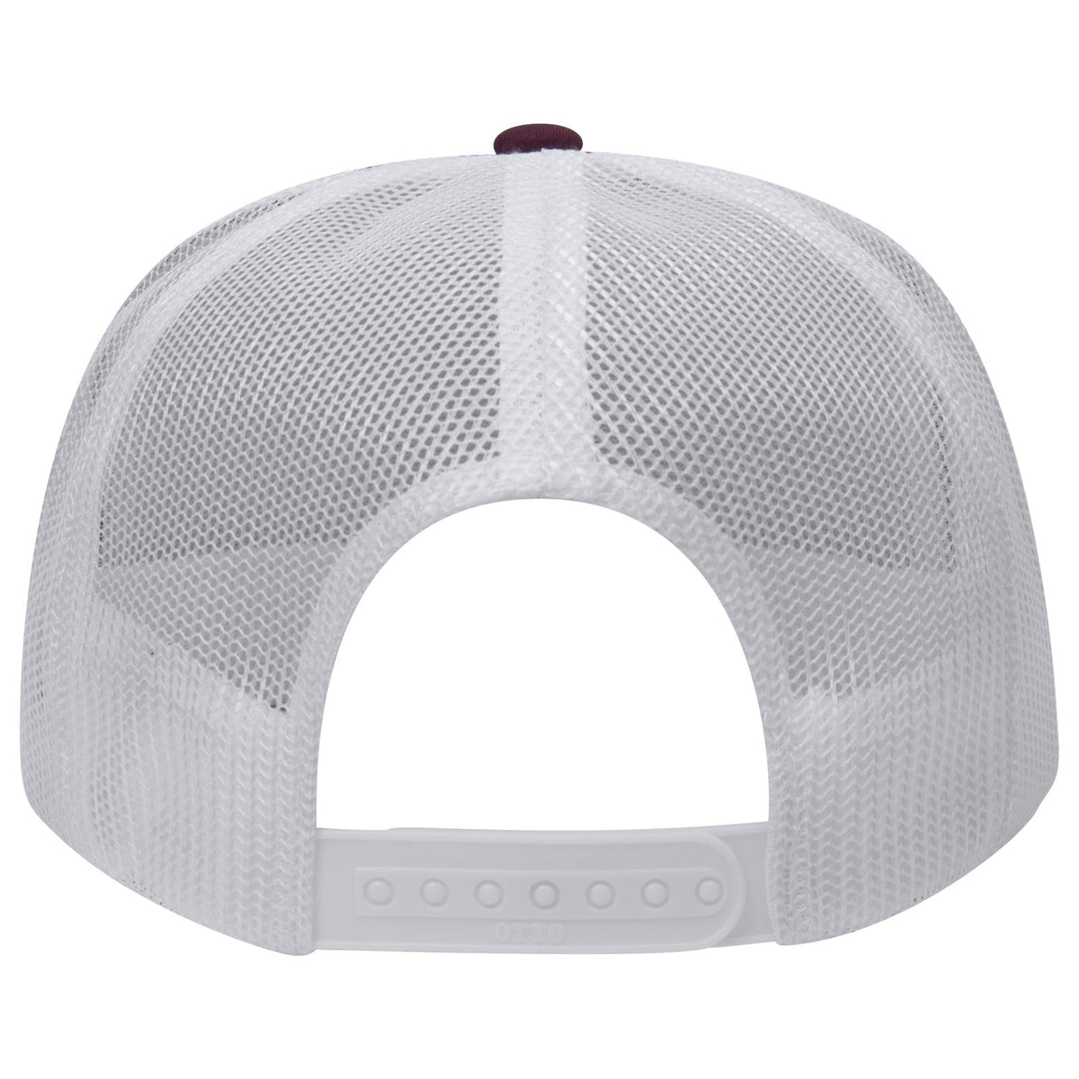 Rear View of 101016 - Mrn/Mrn/Wht OTTO CAP 5 Panel High Crown Mesh Back Trucker Hat