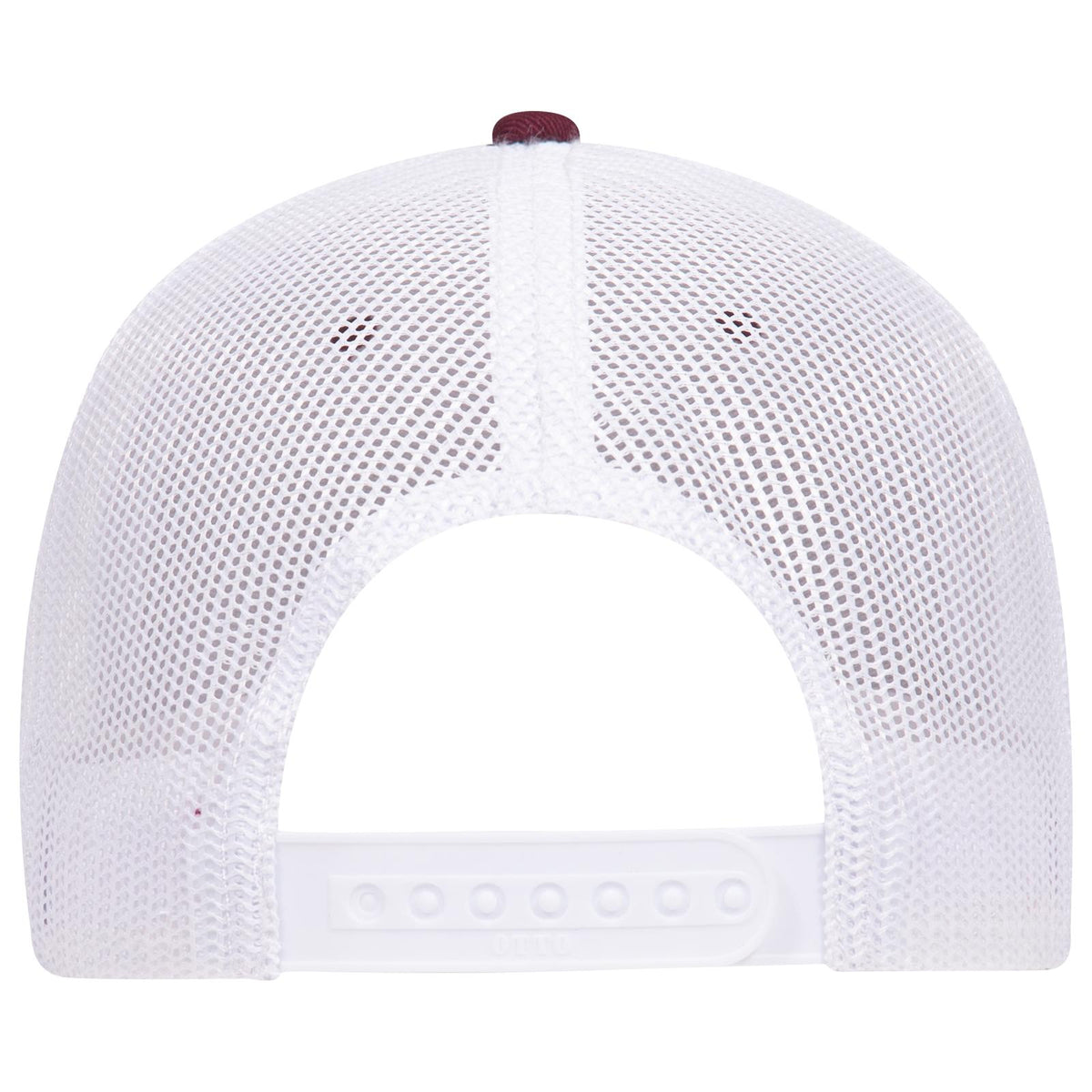 Rear View of 101016 - Mrn/Mrn/Wht OTTO CAP 6 Panel Low Profile Mesh Back Trucker Hat