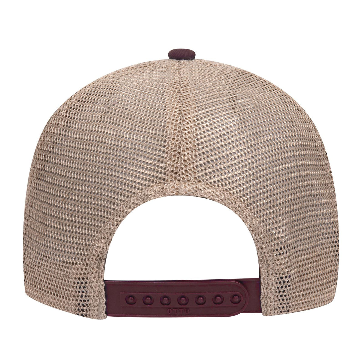 Rear View of 101032 - Marn/Marn/Kha OTTO CAP 6 Panel Low Profile Mesh Back Trucker Dad Hat
