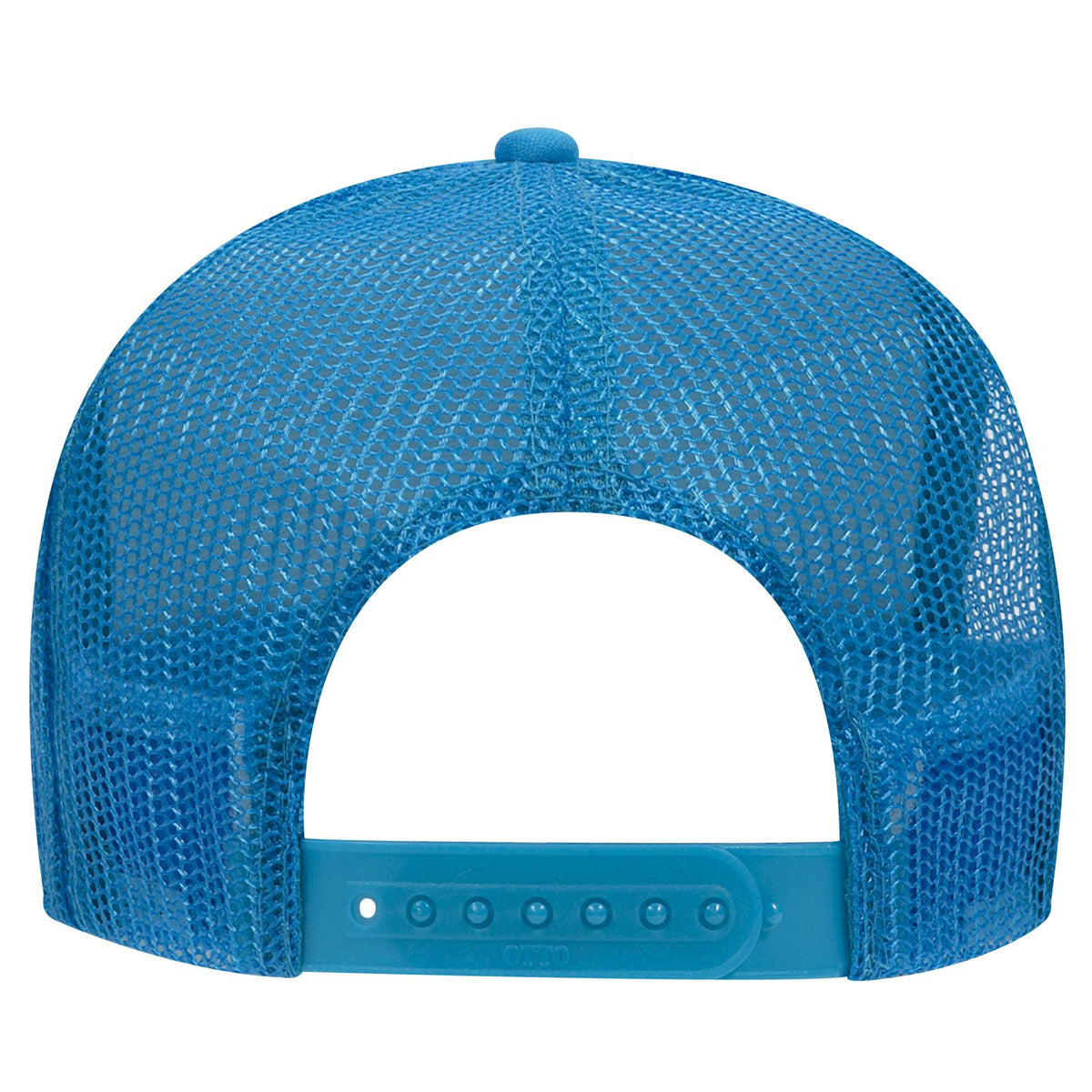 Rear View of 107 - Neon Blue OTTO CAP 5 Panel High Crown Mesh Back Trucker Hat