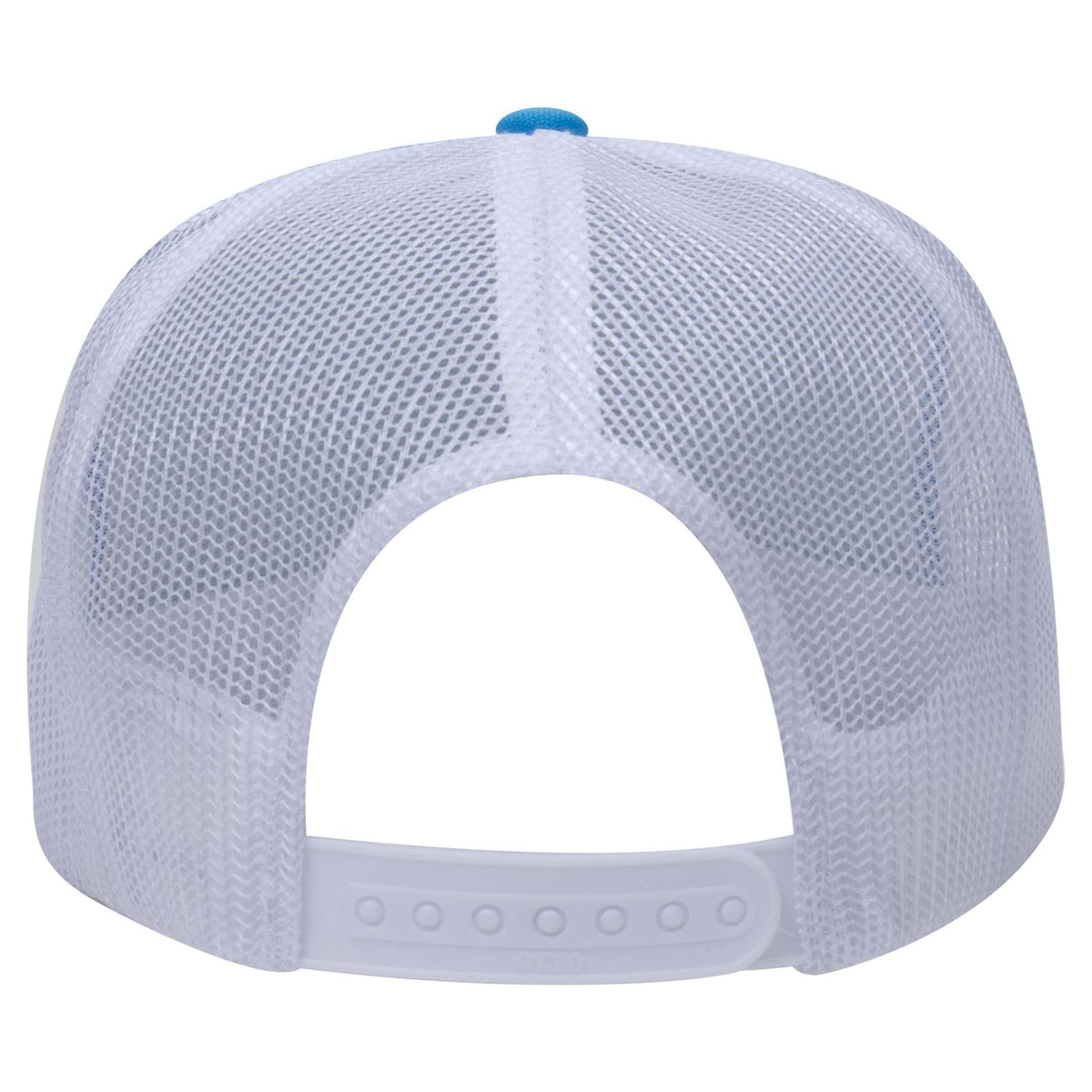 Rear View of 10710716 N Blu/N Blu/Wht OTTO CAP 5 Panel High Crown Mesh Back Trucker Hat