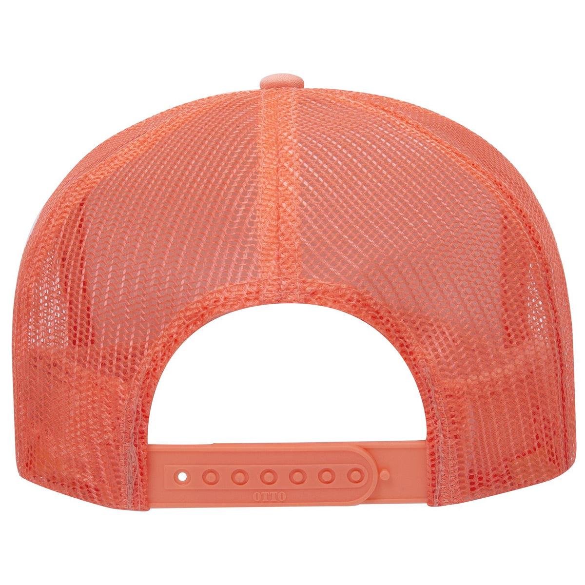 Rear View of 110 - Coral OTTO CAP 5 Panel High Crown Mesh Back Trucker Hat