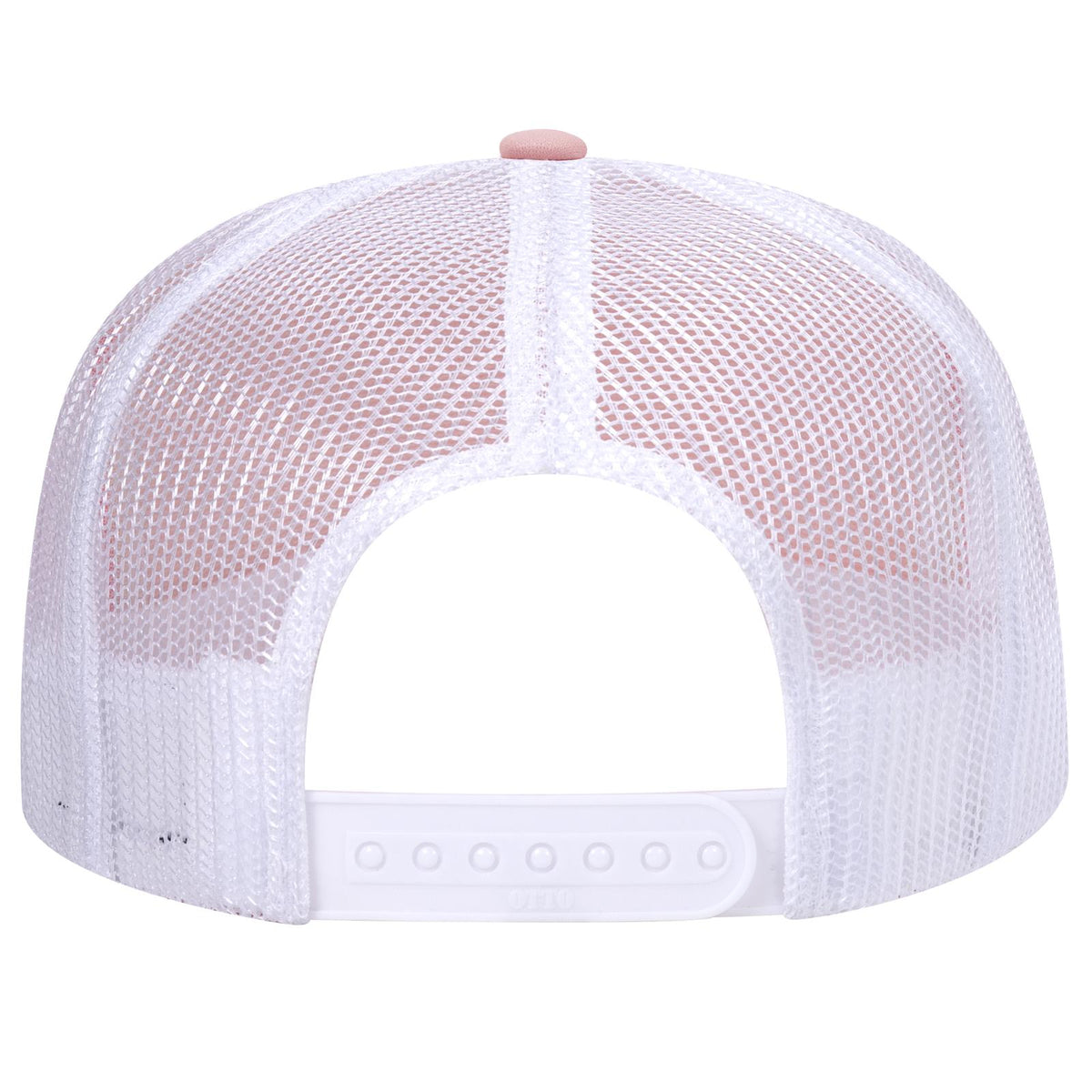 Rear View of 121216 - S.Pnk/S.Pnk/Wht OTTO CAP 5 Panel High Crown Mesh Back Trucker Hat