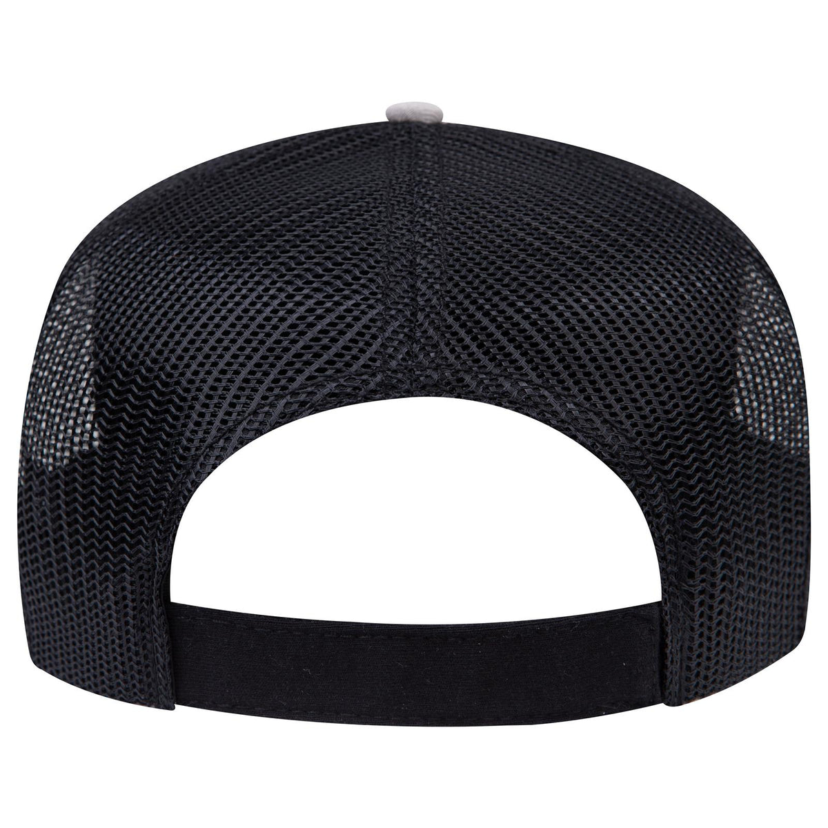 Rear View of 141403 - Gry/Gry/Blk OTTO CAP 5 Panel Mid Profile Mesh Back Trucker Hat