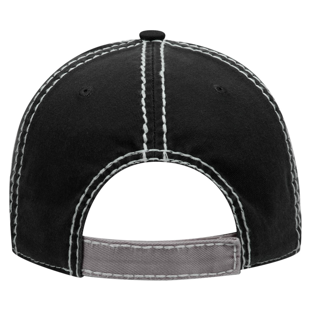 Rear View of 141403 - Gry/Gry/Blk OTTO CAP 6 Panel Low Profile Dad Hat