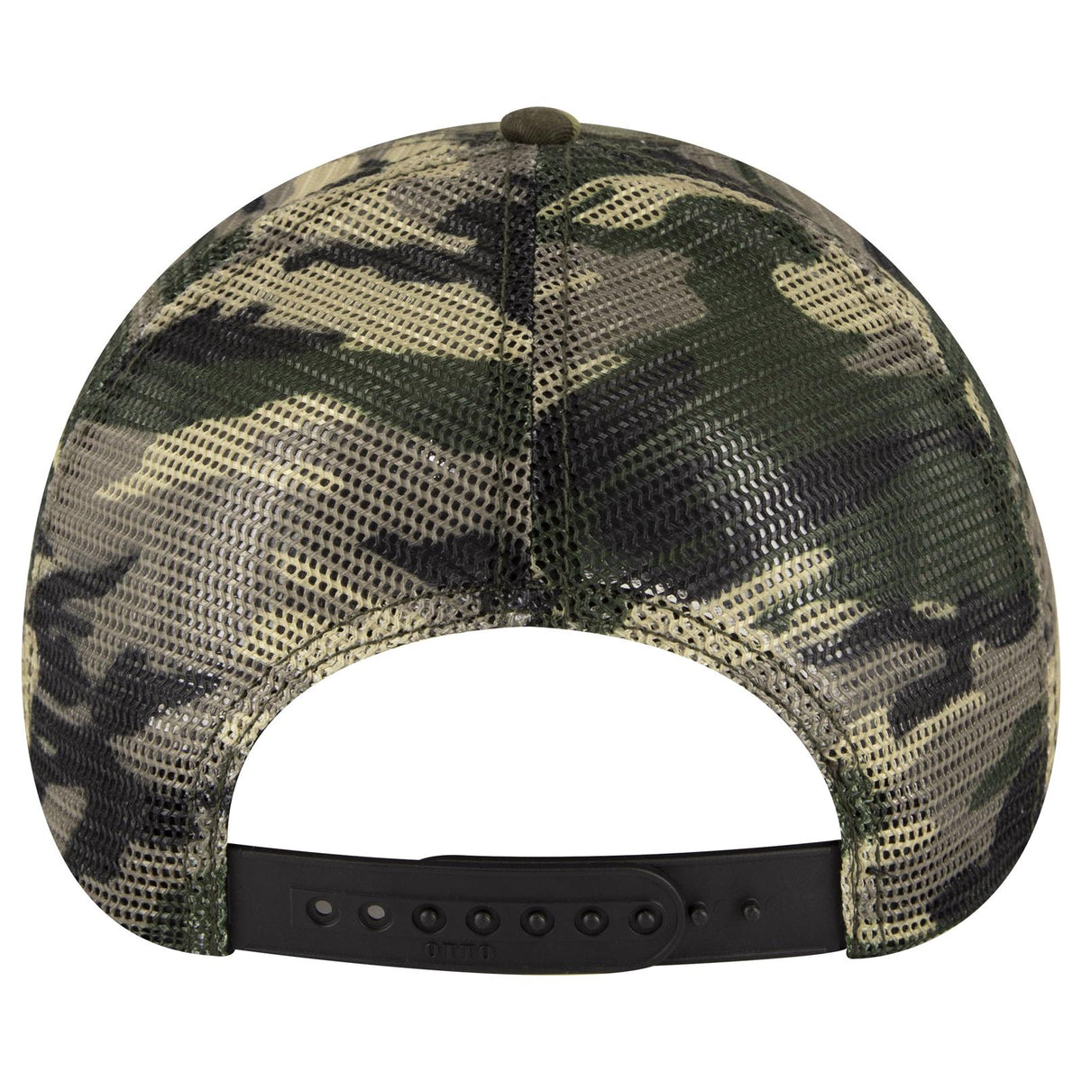 Rear View of 1707 - Dk.Grn/Brn OTTO CAP 6 Panel Low Profile Mesh Back Trucker Dad Hat