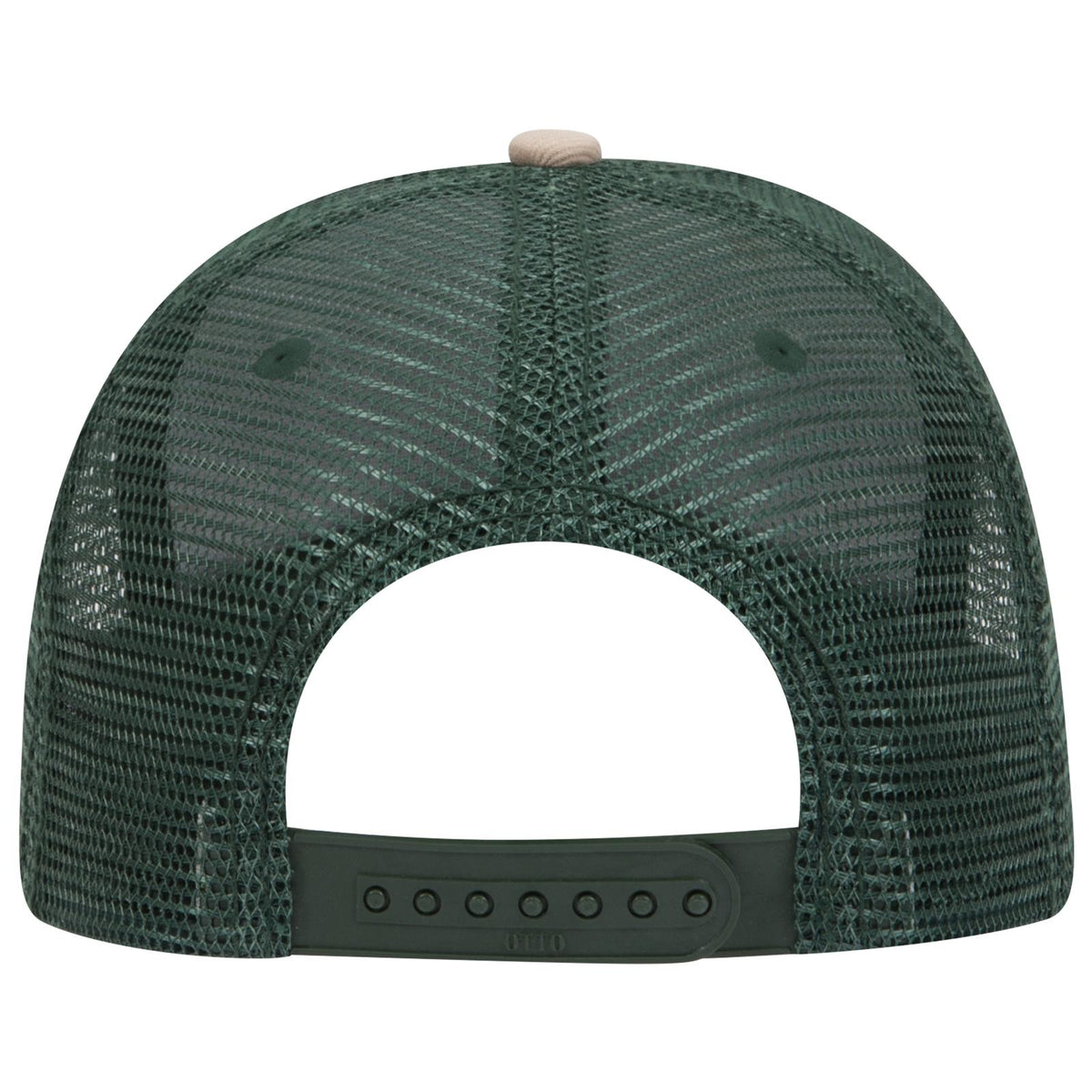 Rear View of 171732 - Dk.Grn/Dk.Grn/Kha OTTO CAP 6 Panel Low Profile Mesh Back Trucker Hat