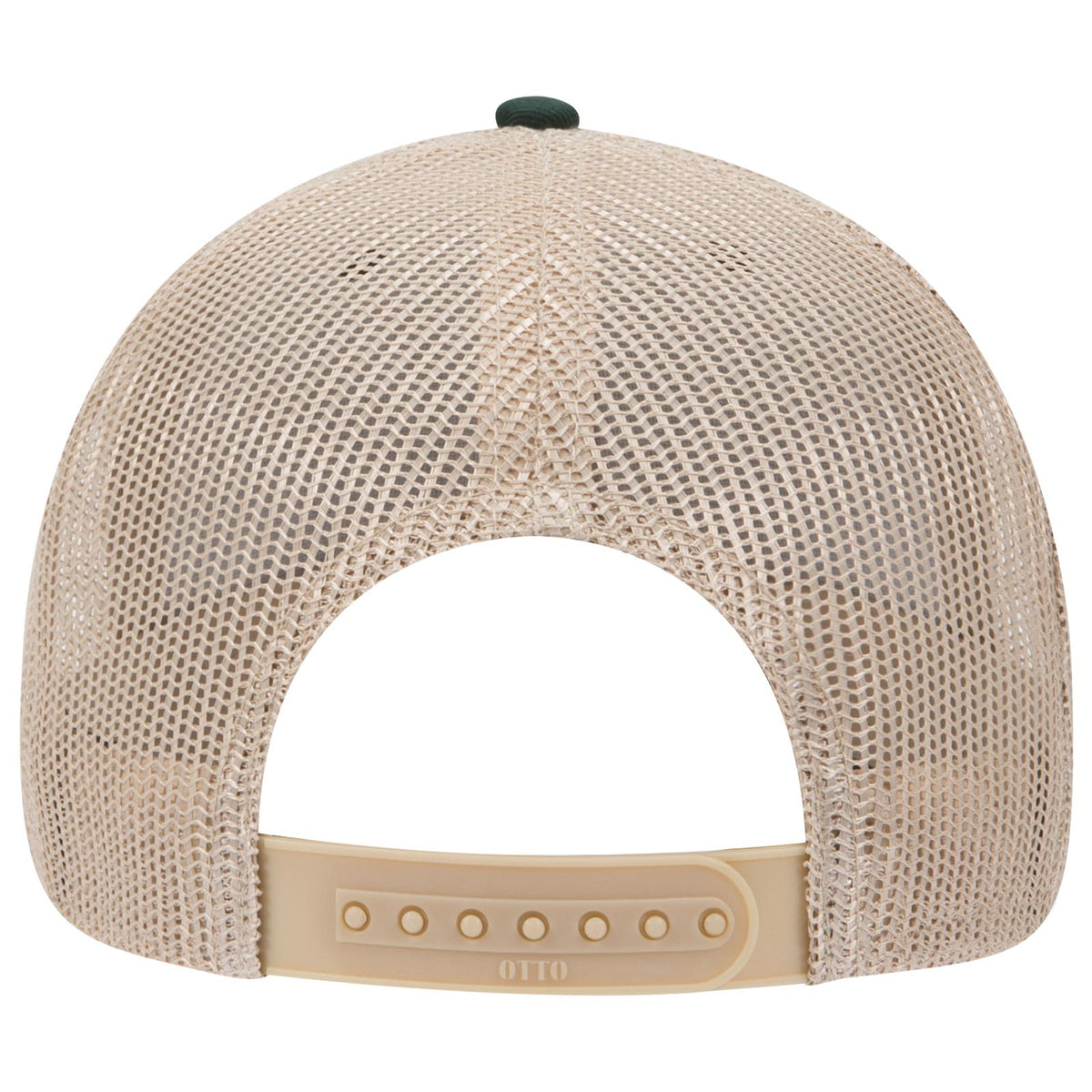 Rear View of 171732 - Dk.Grn/Dk.Grn/Kha OTTO CAP 6 Panel Low Profile Mesh Back Trucker Hat