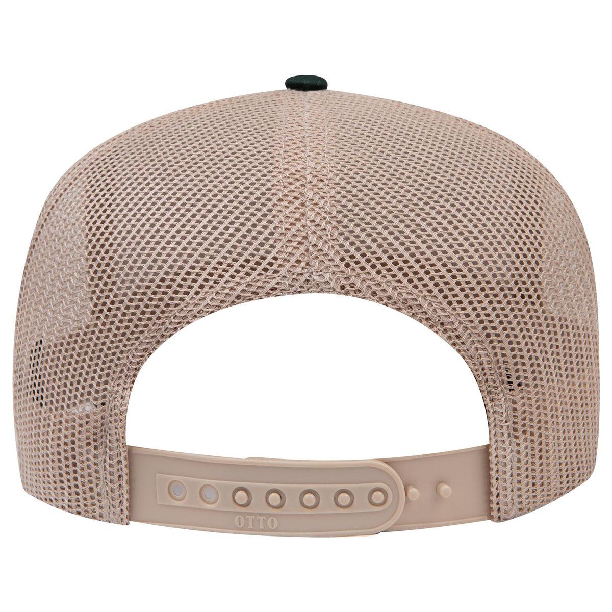 Rear View of 1732 - Dk.Grn/Kha OTTO CAP 5 Panel Mid Profile Mesh Back Trucker Hat